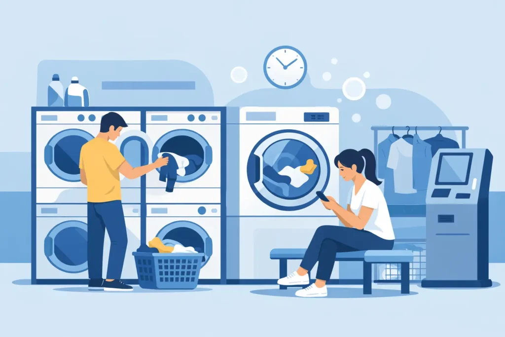 Como funciona lavanderia self service
