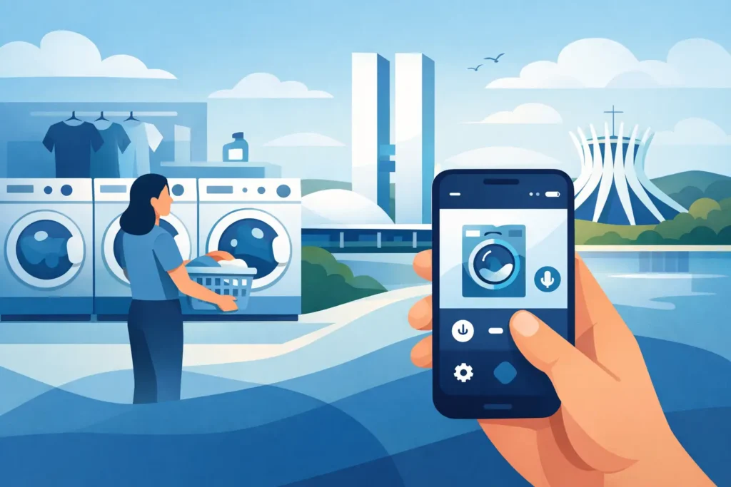 Como usar lavanderia pelo celular em Brasília