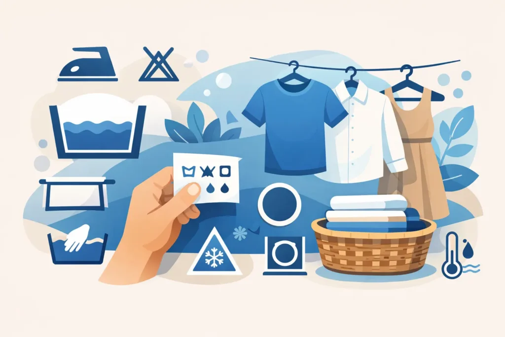 Guia de etiquetas de lavagem sem erro nas roupas